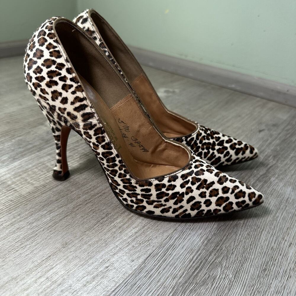 Frederick's of Hollywood Brown Animal Print Pump Pointed Toe Slip On Stiletto F…
